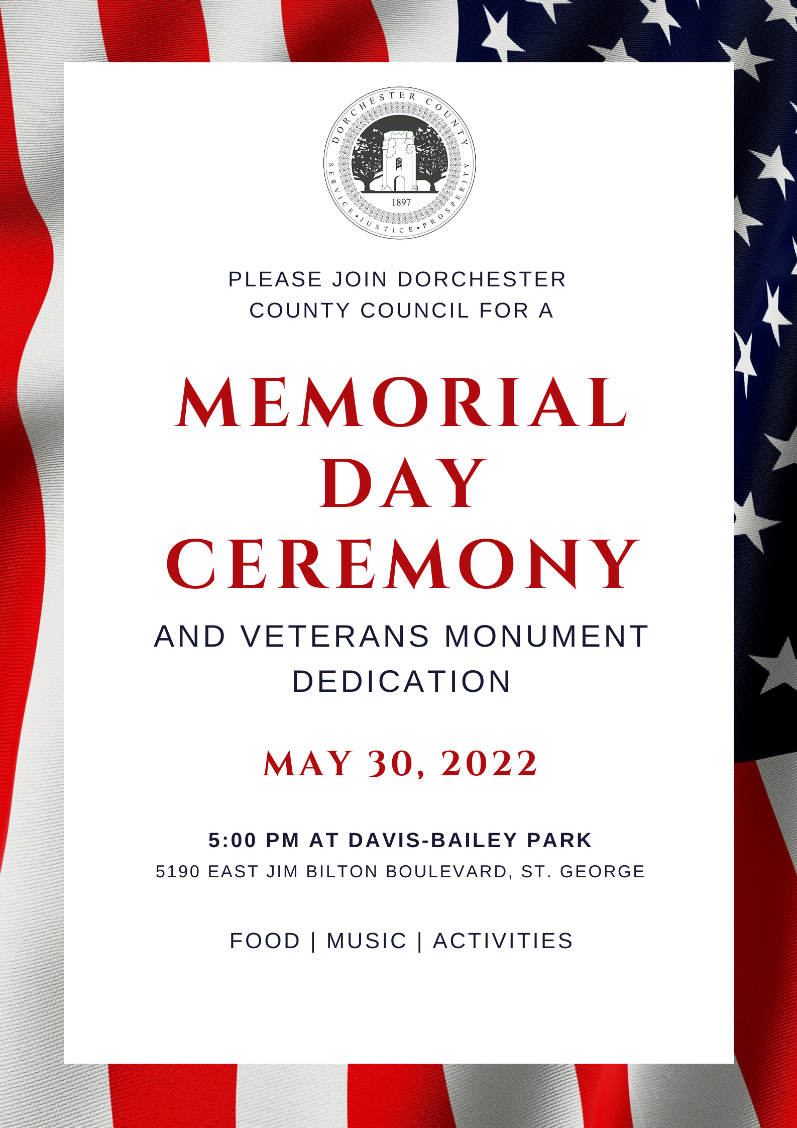 Dorchester Memorial Day Ceremony Invitation