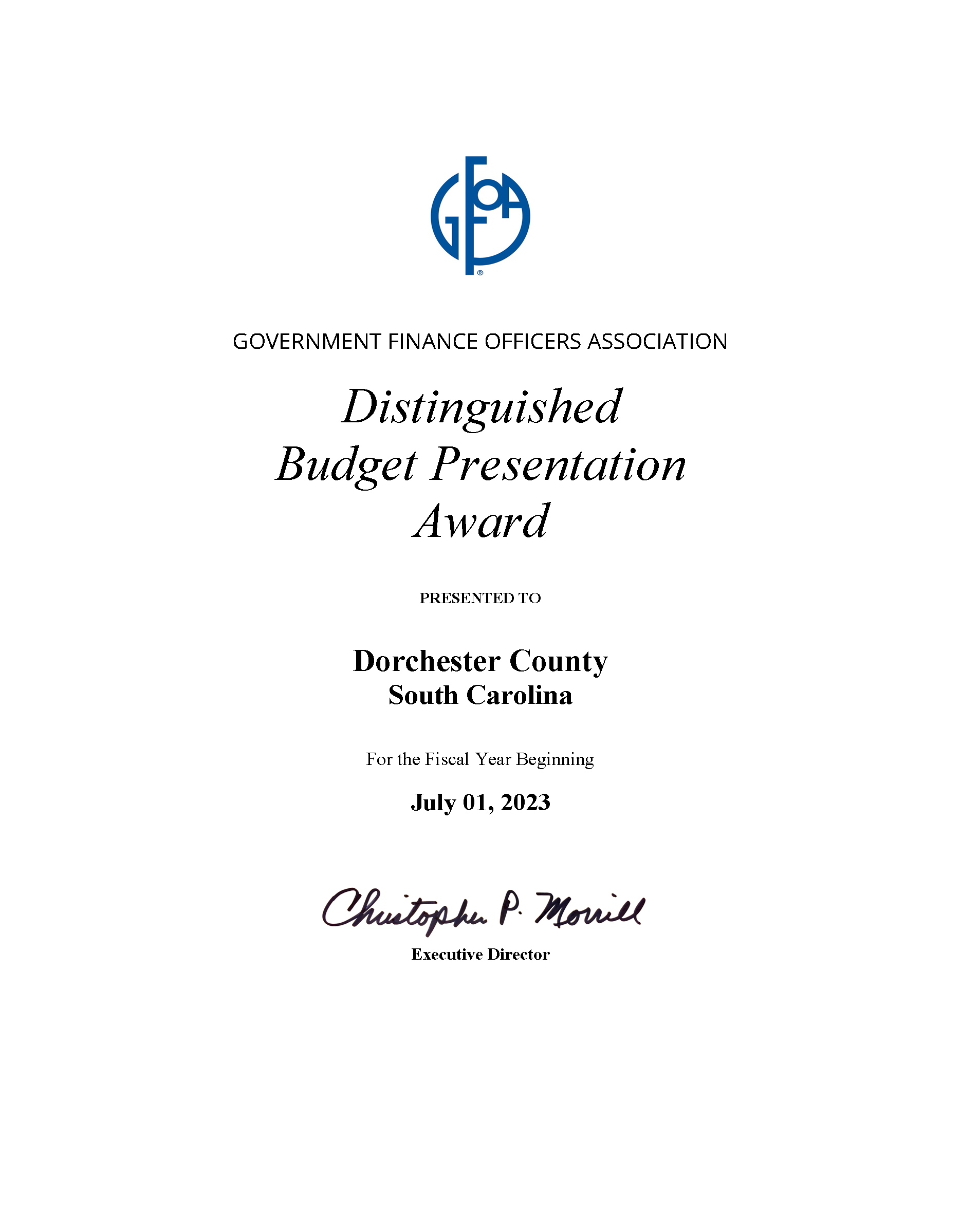 Budget and Revenue Award